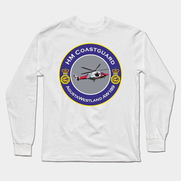 HM Coastguard search and rescue Helicopter, Long Sleeve T-Shirt by AJ techDesigns